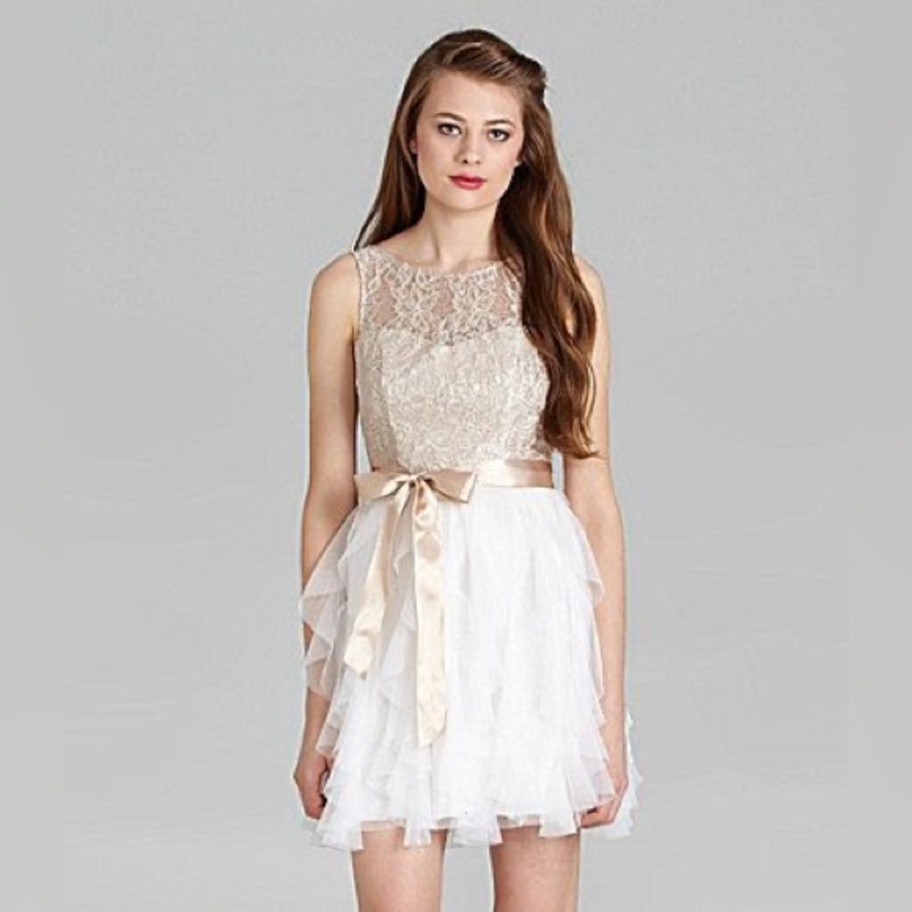 Teeze Me Lace and Tulle Dress in Cream and White Size 0